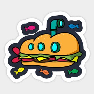 Funny Submarine Hero Sandwich Cartoon Sticker